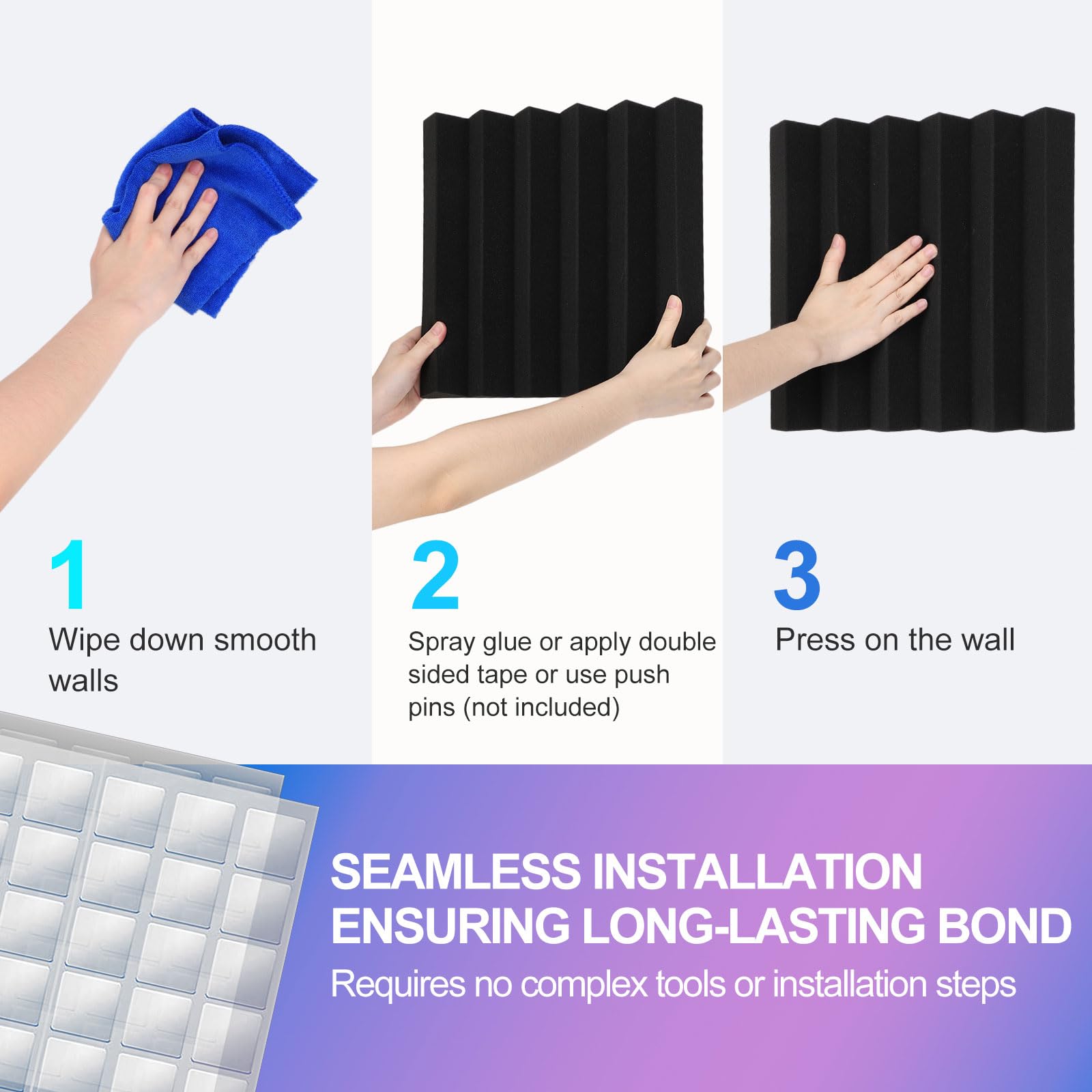 JBER 24 Pack Red and Charcoal Acoustic Panels Studio Foam Wedges Fireproof Soundproof Padding Black Wall Panels 2'' X 12'' X 12'